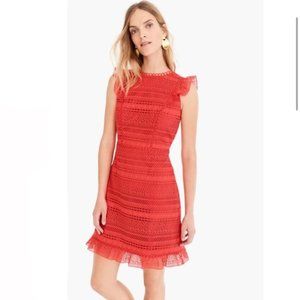 J Crew Cap-sleeve ruffle dress in mixed lace
